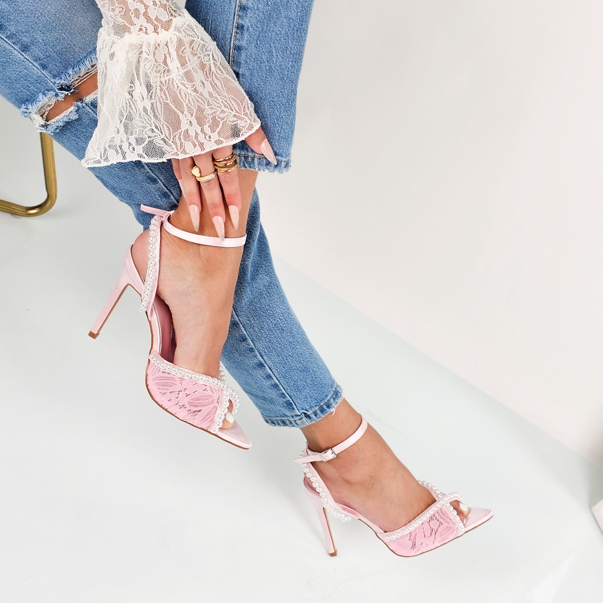 Liuta - Sandali Donna Con Perle E Pizzo