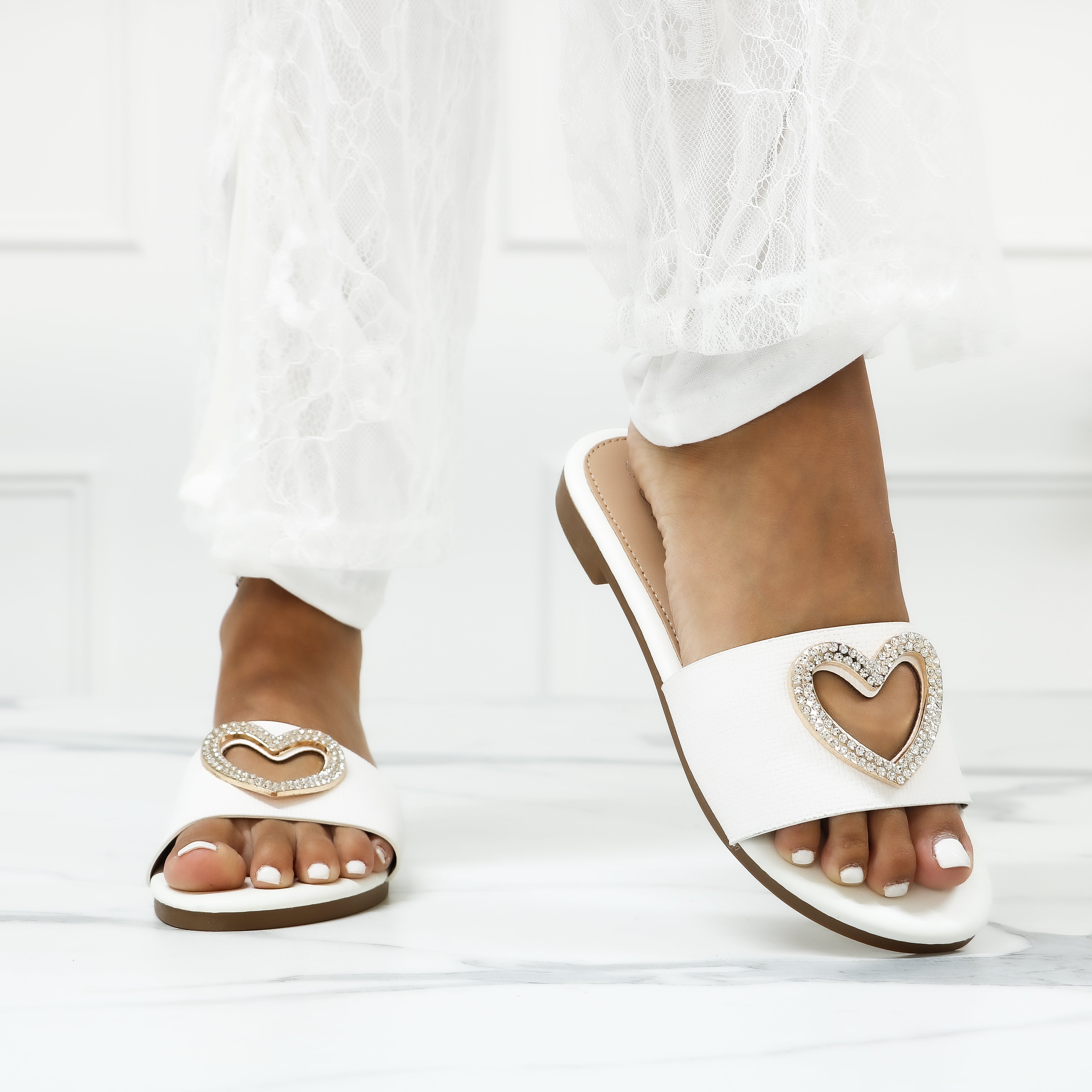 Nerea - Ciabattine Donna Cuore Strassato