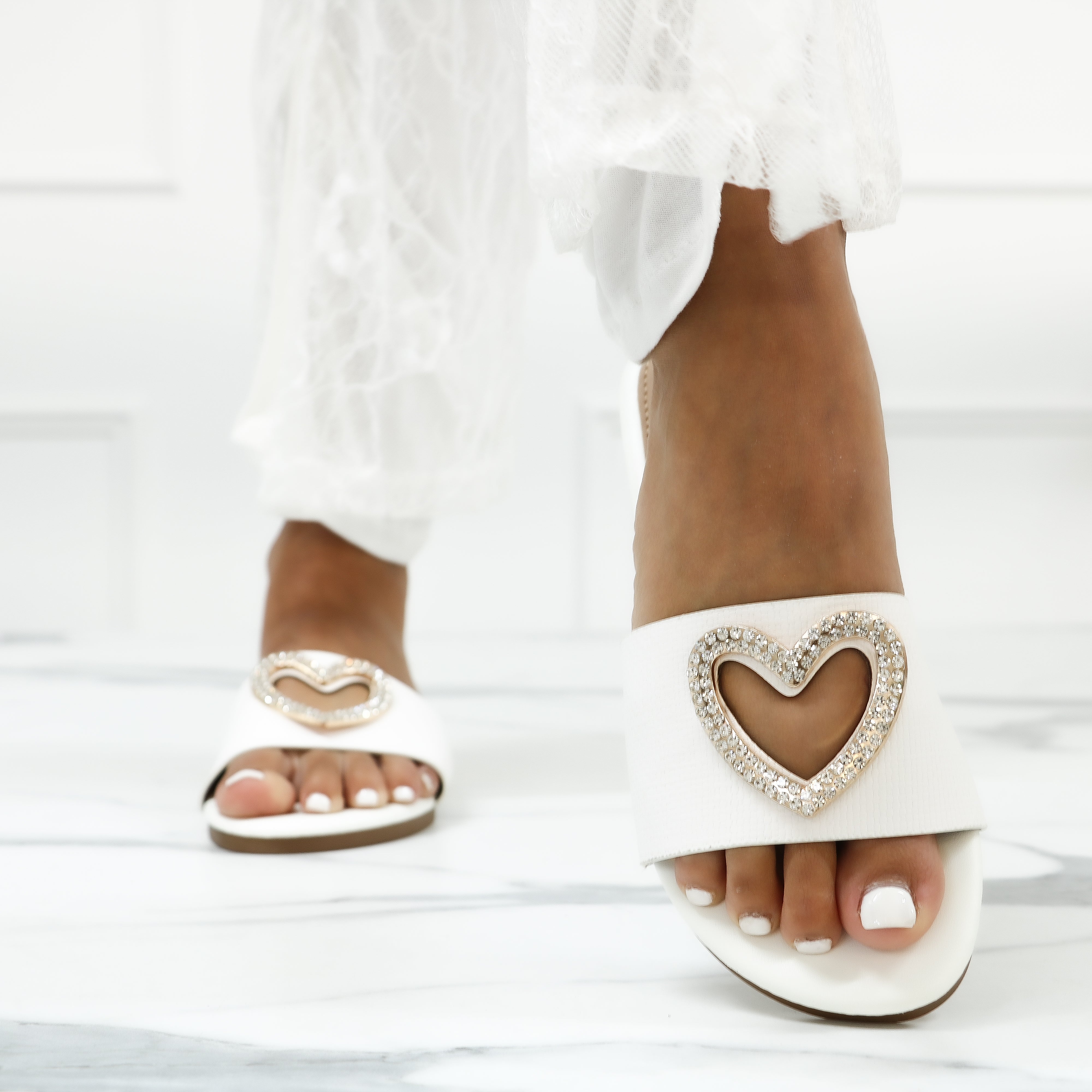 Nerea - Ciabattine Donna Cuore Strassato