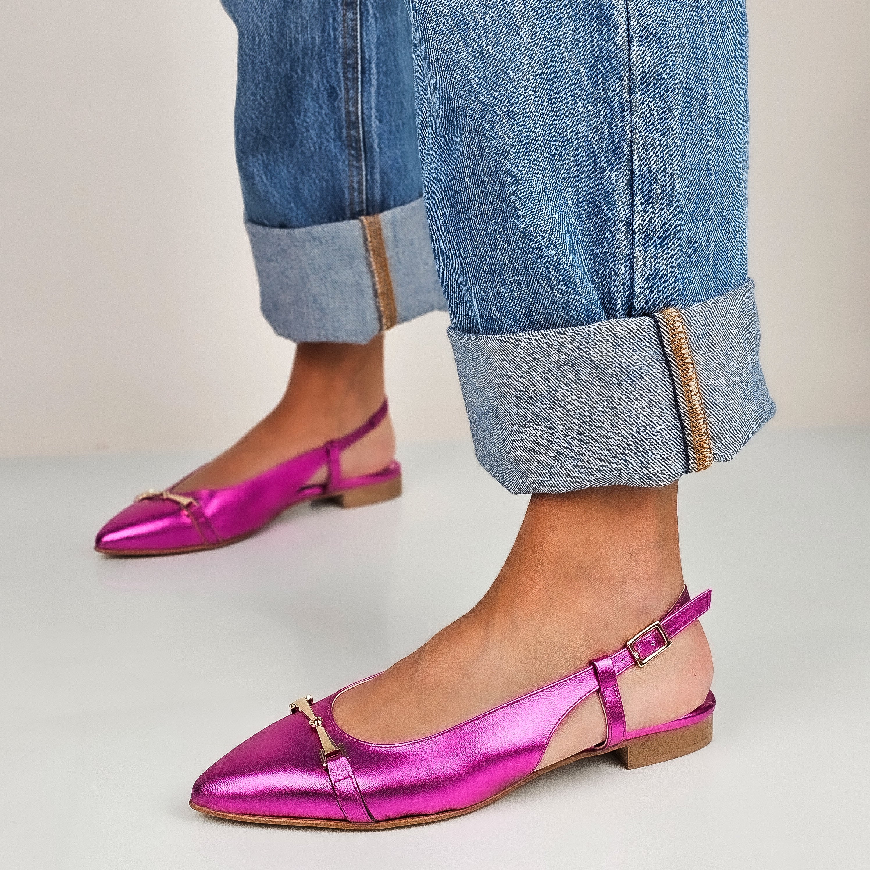 Estela - Ballerine Slingback In Vera Pelle Made In Italy