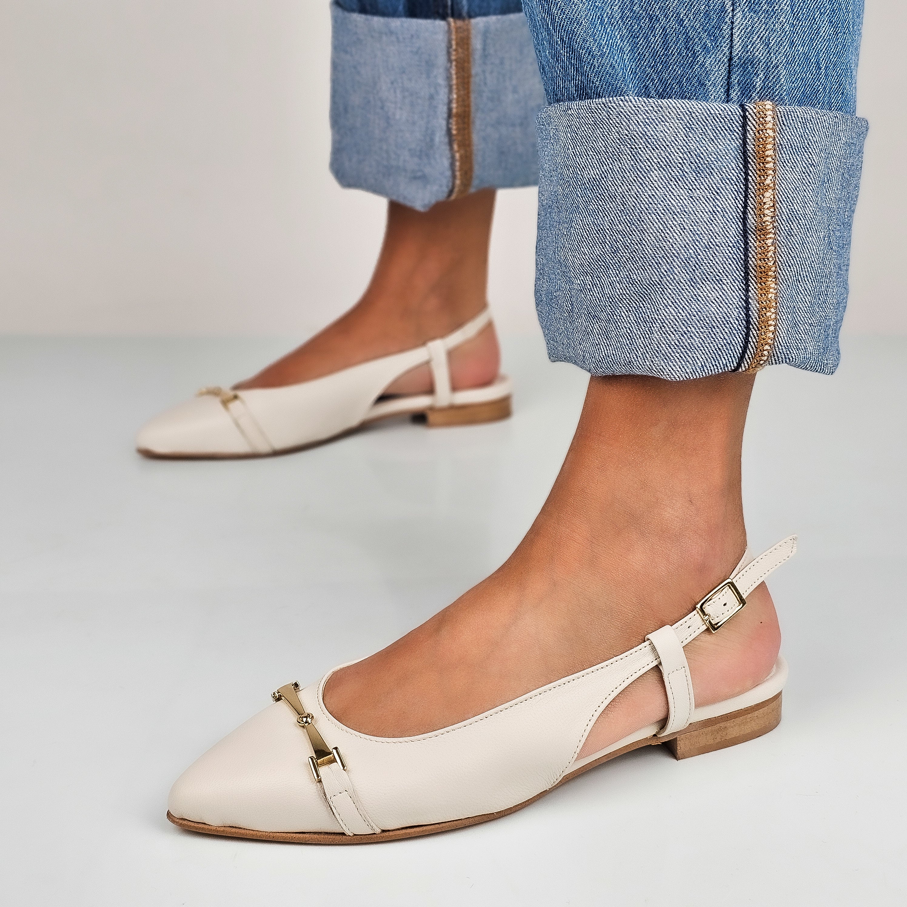 Estela - Ballerine Slingback In Vera Pelle Made In Italy